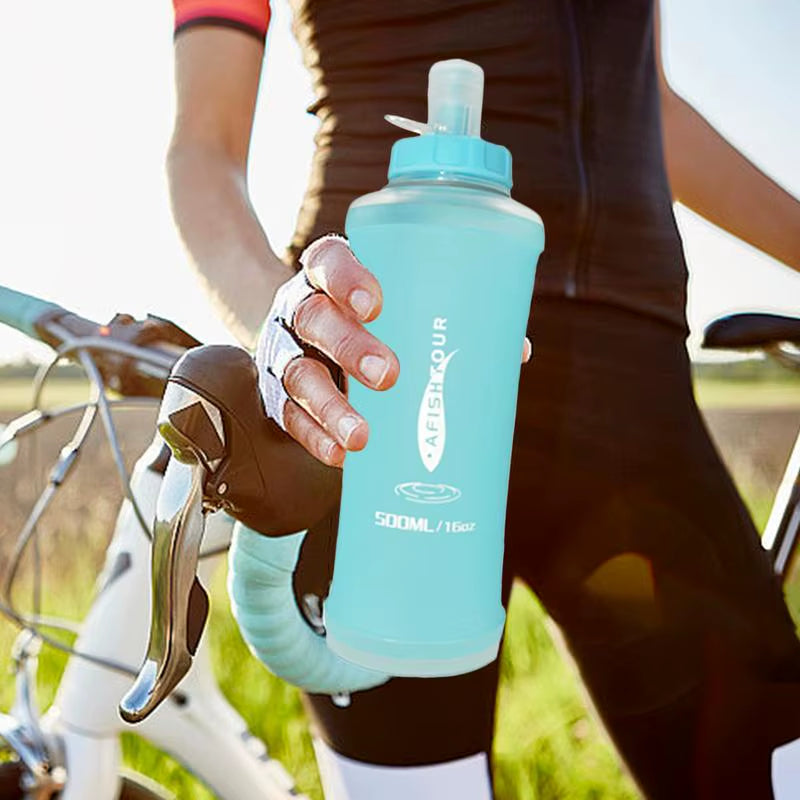 Sports Water Bottle Flexible Reusable Water Bottle Expandable Water Bottle Squeeze Water Bottl Gym Water Bottle with Nozzle For